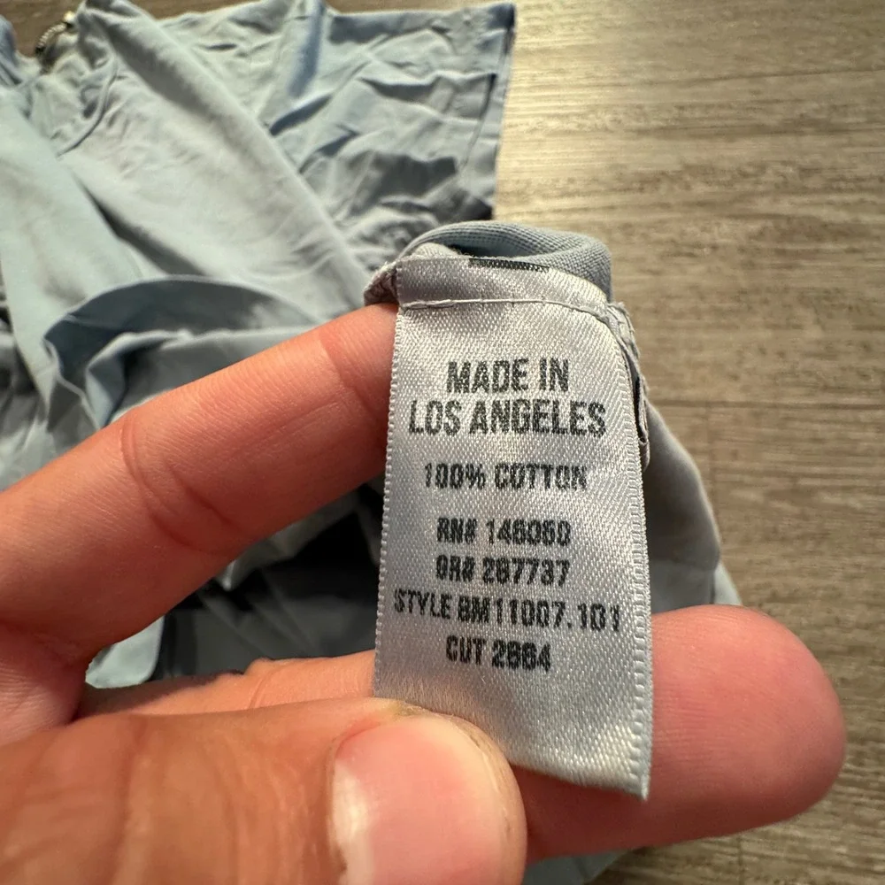 Buck Mason Shirt Mens M Blue 100% Cotton Heritage Slub Curved Hem BM11007 Tee